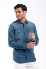 Πουκάμισο Τζιν Jack & Jones 12138115 Blue