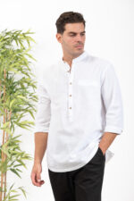 Λινό Πουκάμισο Vittorio 800-24-400 White - Image 3